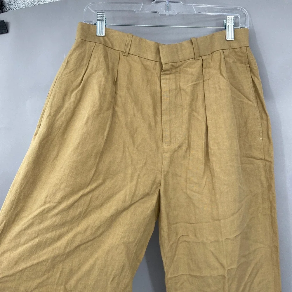 Polo Ralph Lauren Classics 2 Trousers Mens Size 30 X 34 Tan Linen Silk Pleated